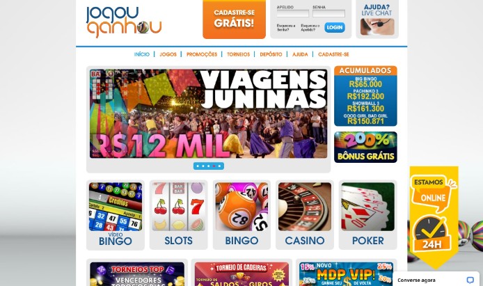 Jogou Ganhou salas de bingo online